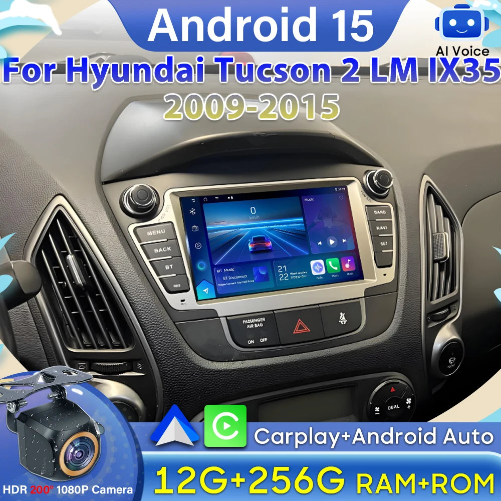 Auto Radio Android 15 Car For Hyundai Tucson 2 LM IX35 2009-2015 Multimedia Dash Cam Player Screen Navigation Head Unit No DVD