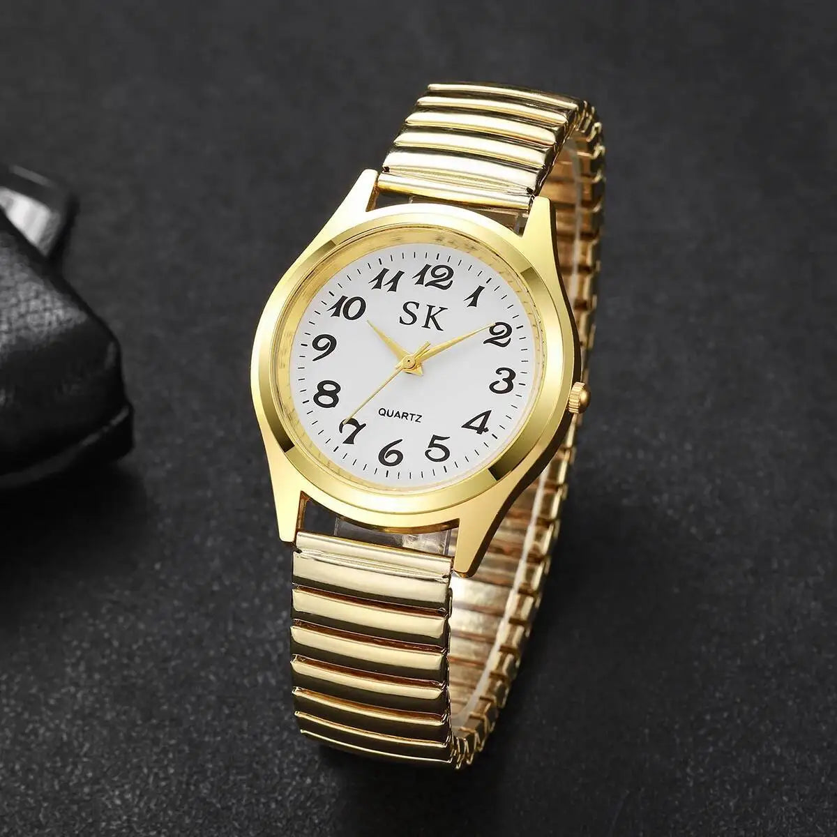 2PCS/Set Fashion Couple Watches Luxury Elastic Strap Women Watches Men Quartz Wristwatches (Without Box）