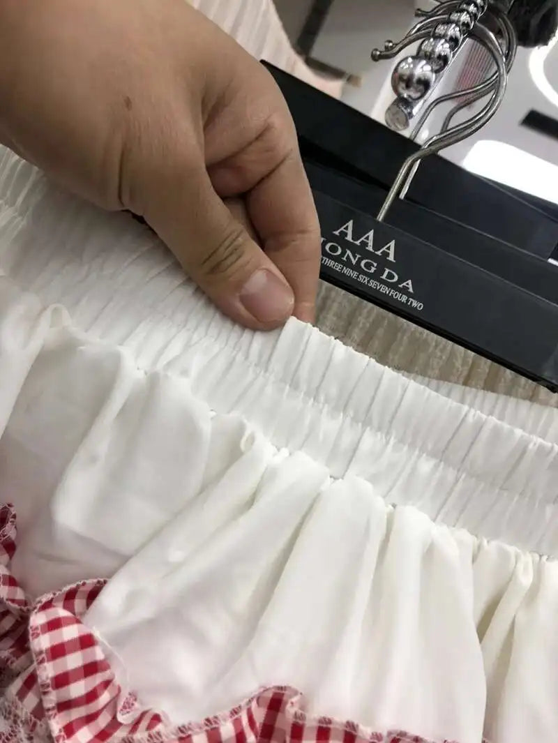 2025 Spring Summer Sweet Cute Lace Patchwork Plaid Cake Short Skirt With Shorts Womem Korean Japan Preppy Style Skirts