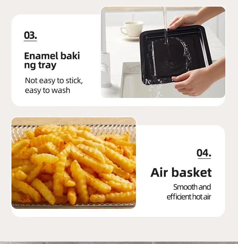 13L Air Fryers 26L Large Capacity Electric Fryer Oven Oilless Cooker Visible Window Household Kitchen Deep Fryer without Oil