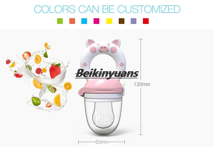 Baby Pacifier fruits and vegetables bite bag newborn baby pig le molar stick to eat fruit consisting silicone tooth gum pacifier