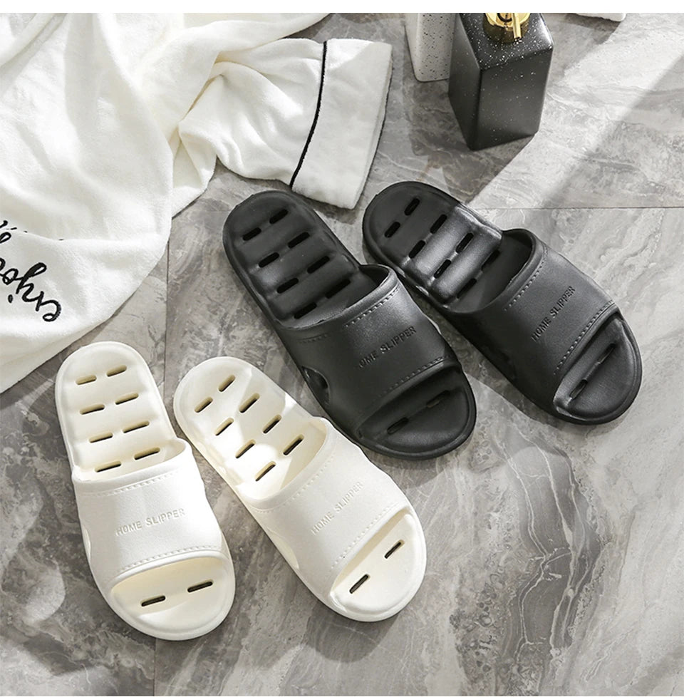 Unisex EVA Non Slip Soft Bottom Leaking Shower Man Woman Home Slippers Punching Bathroom Quick Drying Slipper