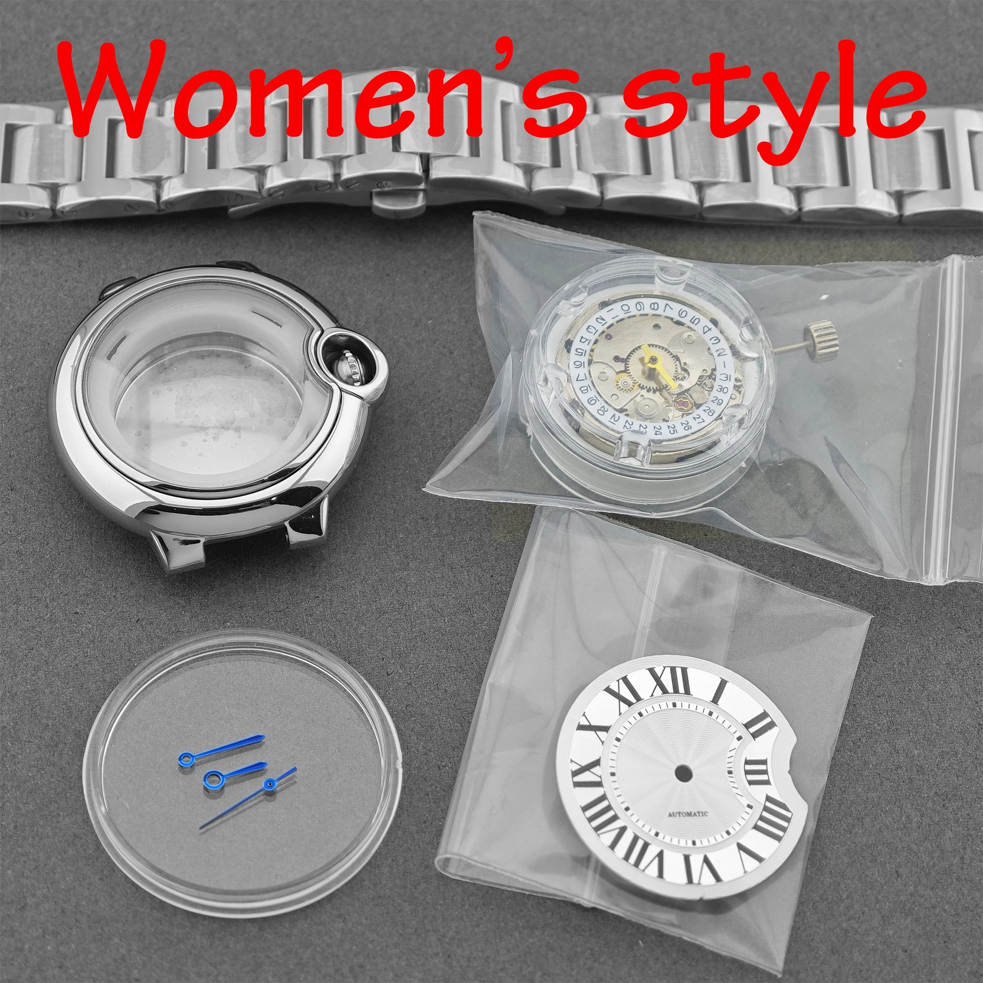 Watch case set Couple-style sizes 42mm/32.8mm stainless steel material suitable for Miyota 8215 / ST6 movements butterfly clasp