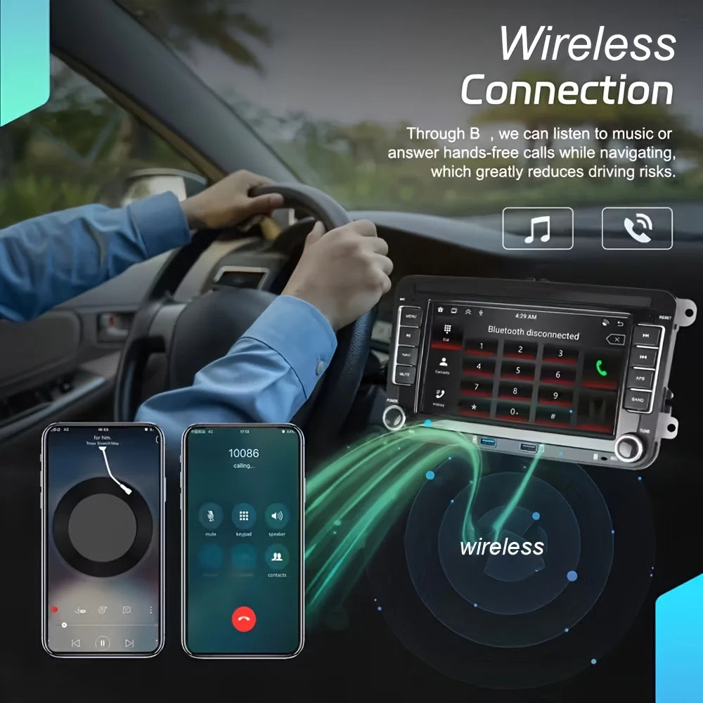 Car Stereo Receiver for VW Seat Skoda Passat Golf, Capacitive Touchscreen, Wireless Carplay And Android Auto, Radio Player