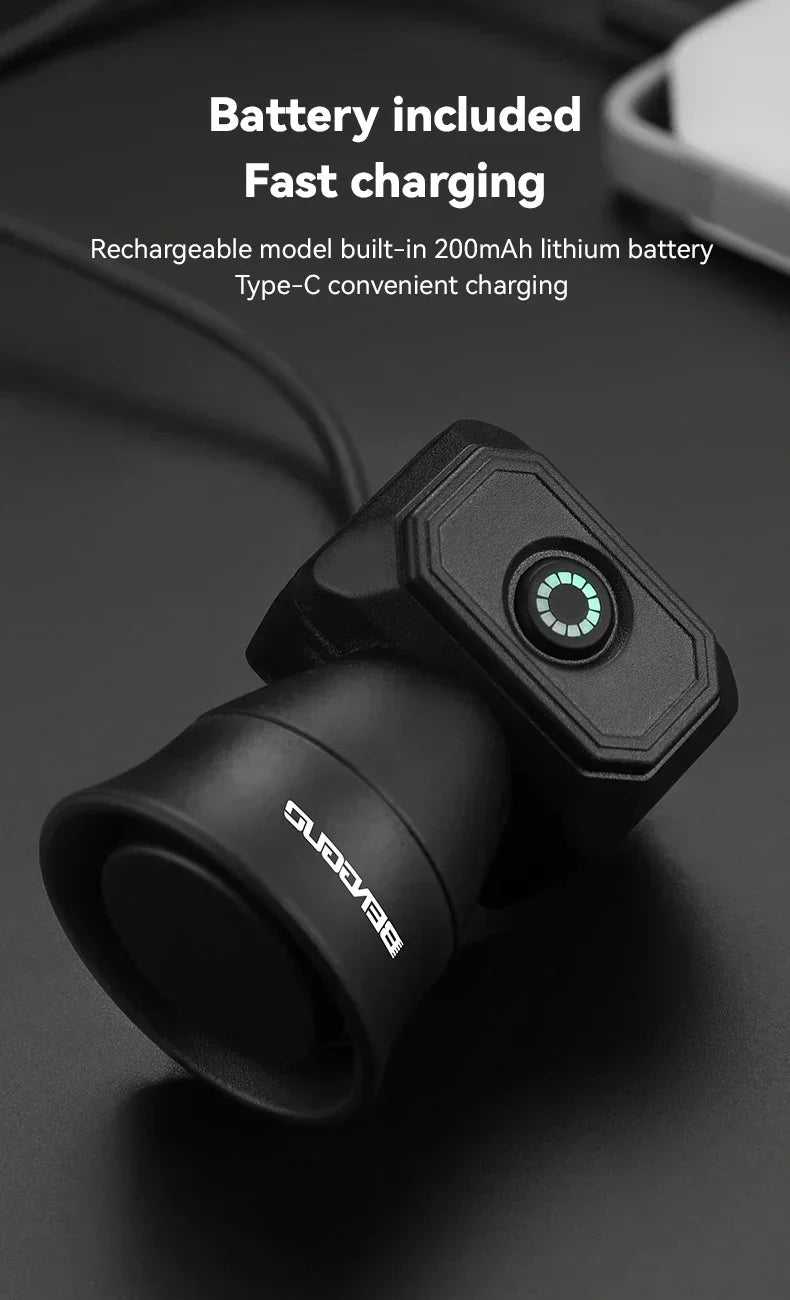 Bicycle Horn Mountain Bike Battery/USB Charging Waterproof Electronic Bike Bell Riding Equipment Children's Scooter Accessories