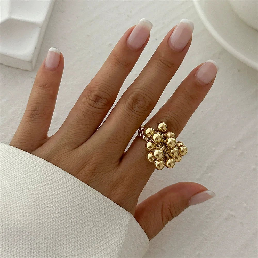 2025 Fashion Simple Small Ball Ring for Women Men 2025 Punk Hip Hop Metal Open Finger Ring Female Jewelry Gift