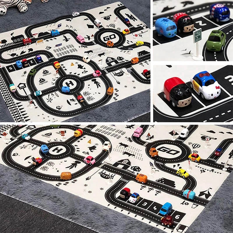 83*58cm/130*100cm Road Mat Children Traffic Car Map Educational Toy Road Plastic Carpet Playmat For Mats City Kids Toys Games
