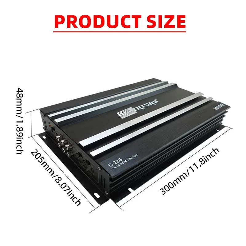 Class AB Car Audio Upgrade Power Amplifier 4 Channel 12V 8800W Power Stereo Amplifie Audio Speaker Subwoofer Treble Mid-bass