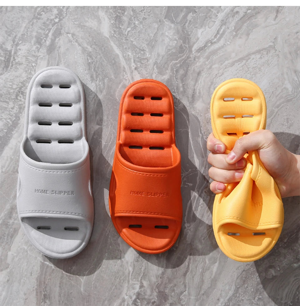 Unisex EVA Non Slip Soft Bottom Leaking Shower Man Woman Home Slippers Punching Bathroom Quick Drying Slipper