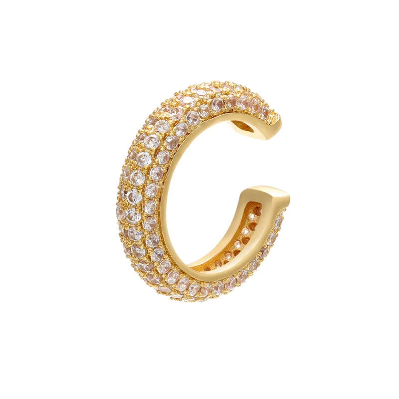 1 Piece Ear Clip on Earring Cuff Rainbow CZ Gold Silver Color Earing Jewelry Aretes Non Pierced Blue Black Clear Clipping