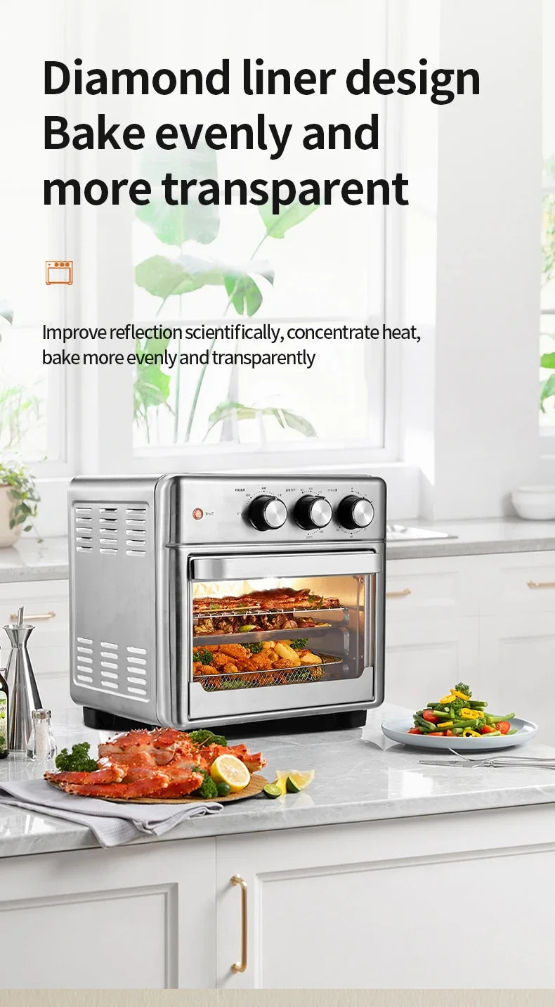 13L Air Fryers 26L Large Capacity Electric Fryer Oven Oilless Cooker Visible Window Household Kitchen Deep Fryer without Oil