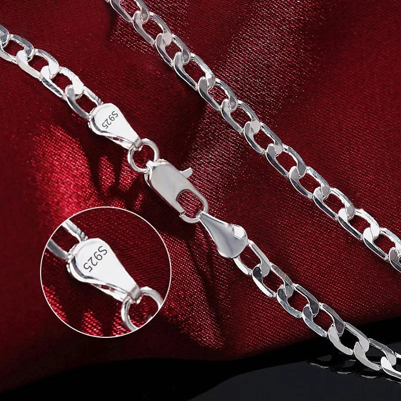 Men's Silver Color Necklace 2/4/6/8/10/12MM 40-75cm Face Chain Necklace Lobster Clasp Men And Women Engagement Jewelry