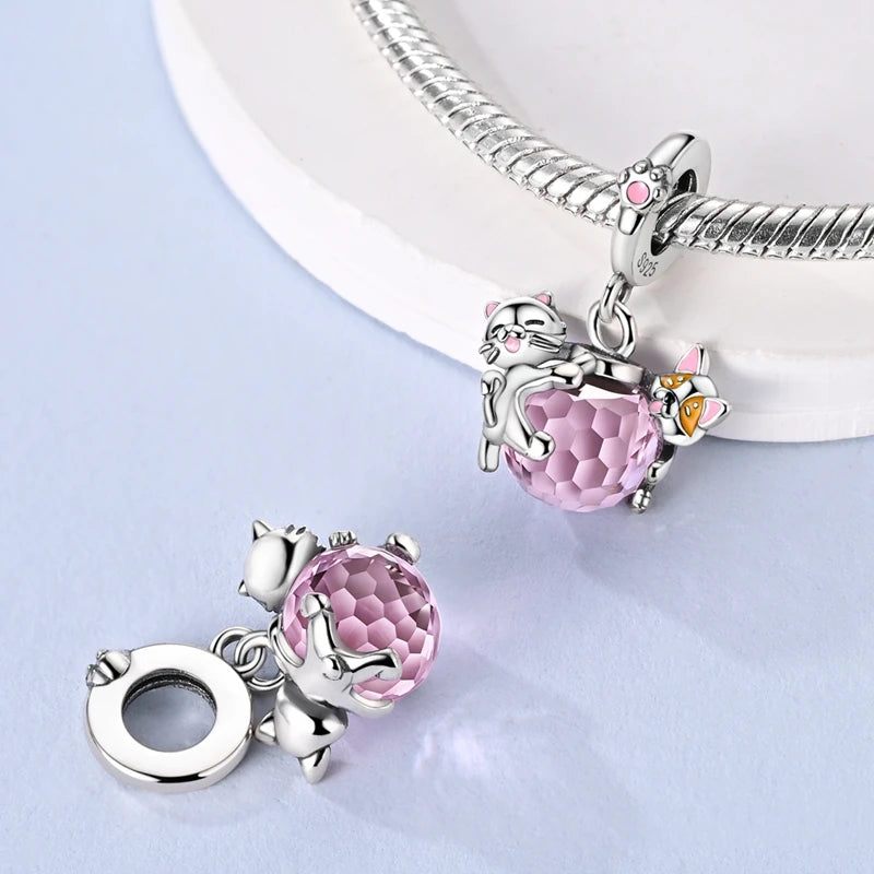 MULA Pink 925 Sterling Silver Charms Pendant Perfume Dreamcatcher Heart Love Beaded Fit Original Bracelet Women DIY Jewelry Gift
