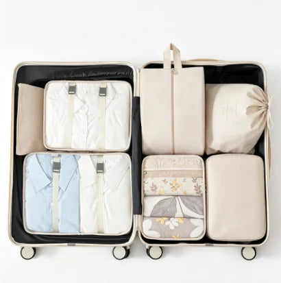HTMCK Portable Travel Organizer Set - Packing Cubes for Clothes Shoes Wash Storage Pouches Simplify Your Trips