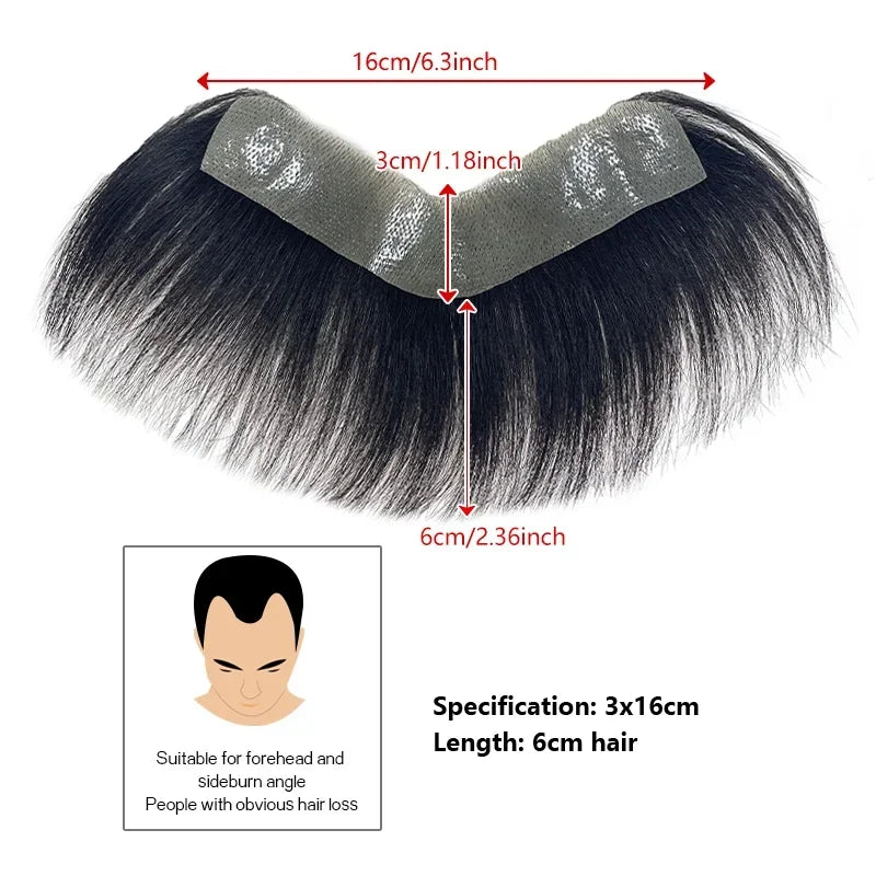 100% Human Hair Men PU V Loop Front Toupee Carefully Prune Natural Hairline Wigs Remy Hair Replacement Straight Hairpiece