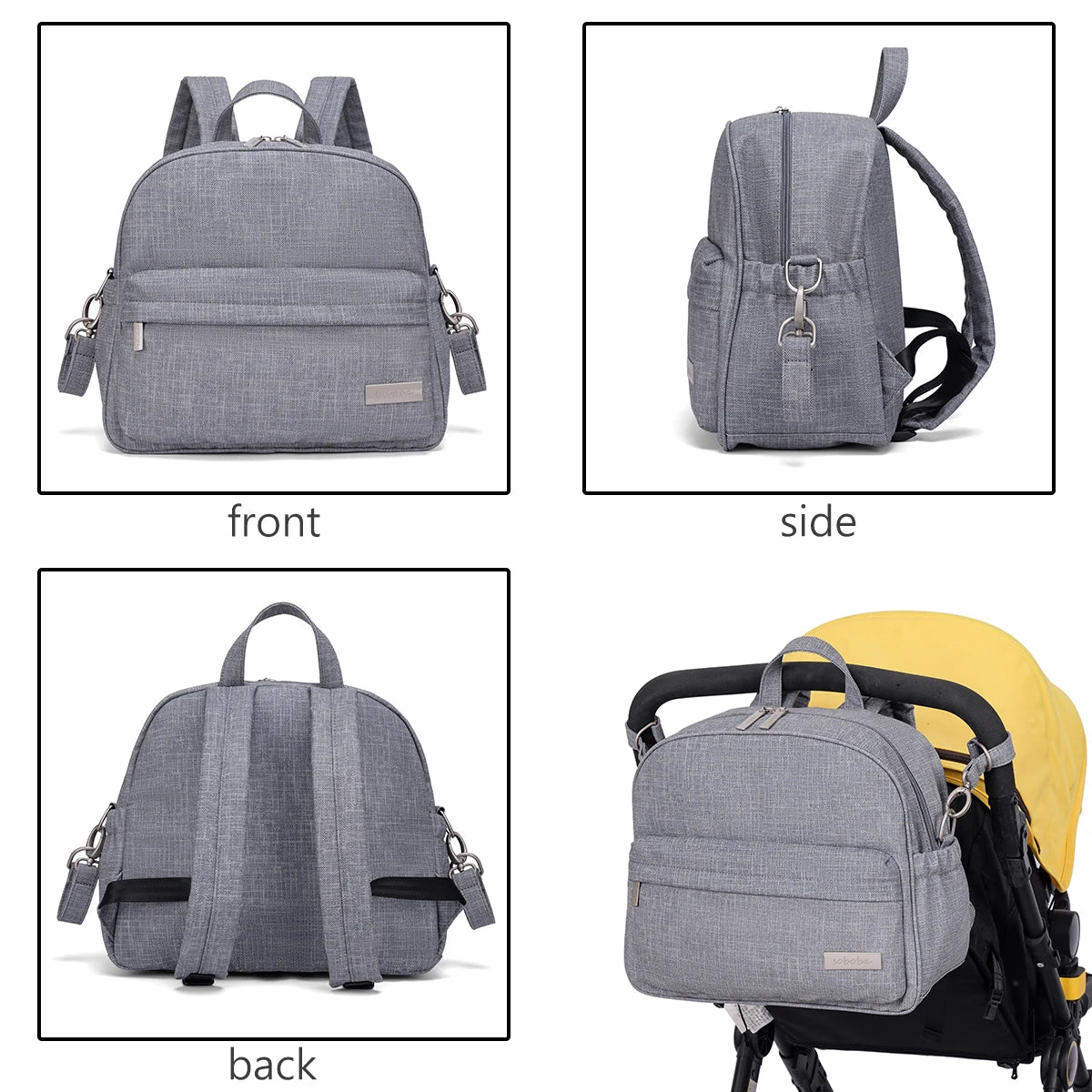 Soboba Stylish Diaper Backpack for Women Solid Fashion Waterproof Large Capacity Multi-funcional Nappy Changing Bag with 2 Strap