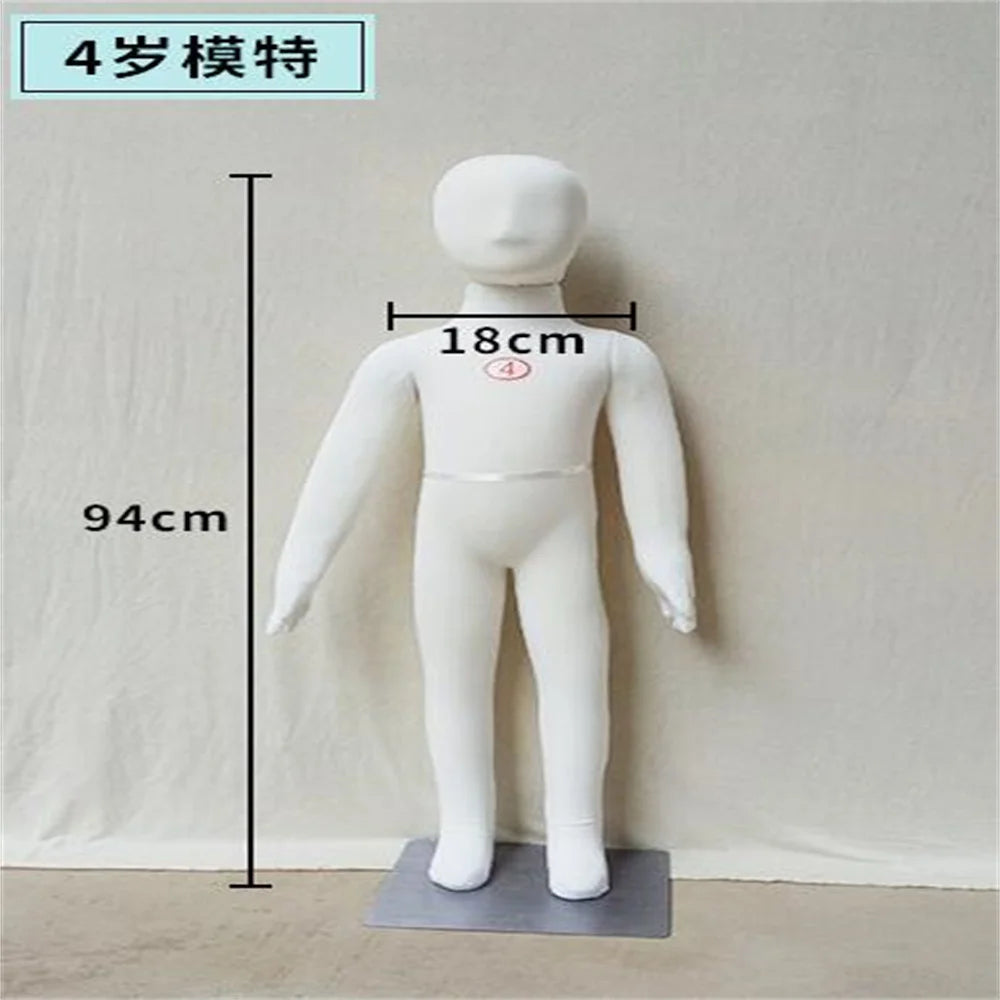 Baby Full Child Hand Mannequins, Soft Body Display, Can Bend with Cotton Fabric, Flexible Cloth, Iron Base, Wholesale, 1-4 Yrs