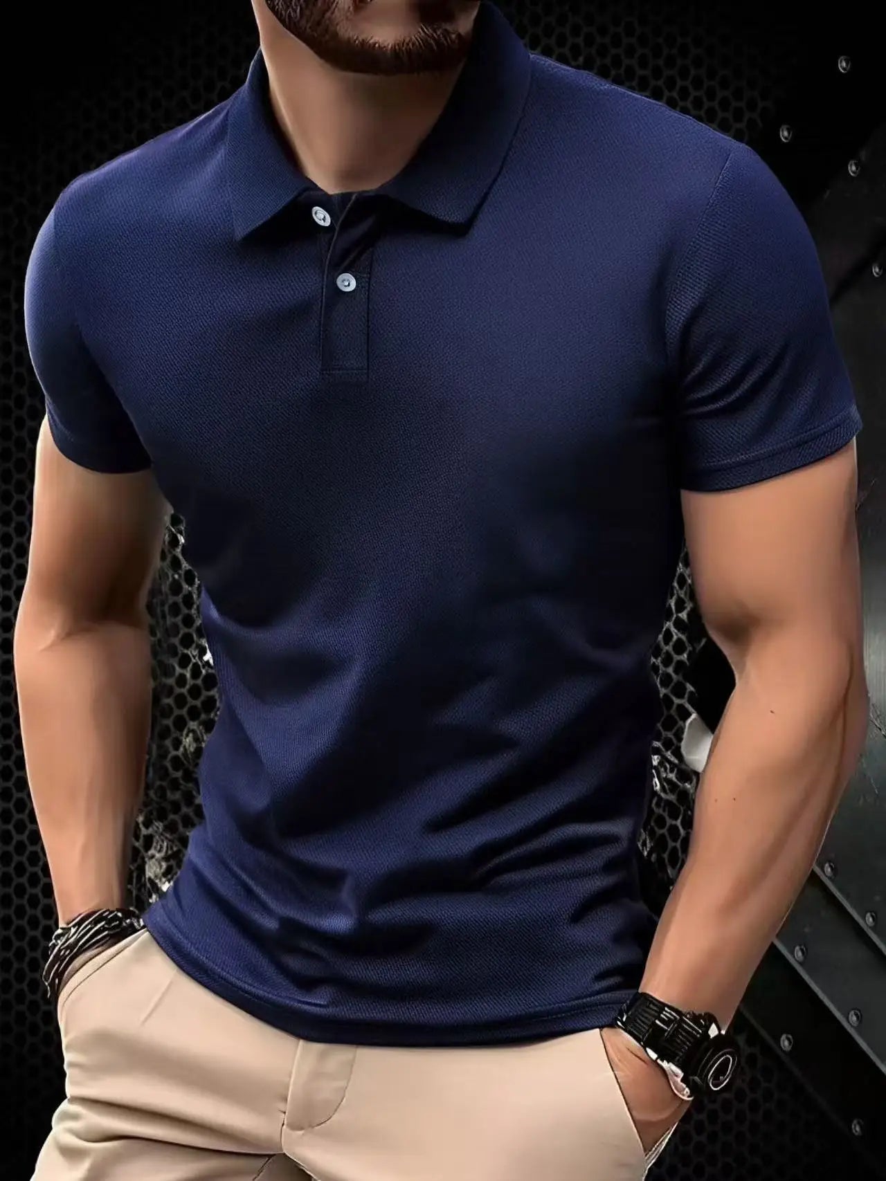 2025 Solid color polo shirt ultra-light men's quick-drying breathable sweat-wicking shirt suitable for fitness gym and running