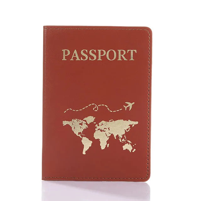 Lover The World Map Passport Cover Hot Stamping Simple Plane Women Men Travel Passport  Case Holder Fashion Wedding Gift