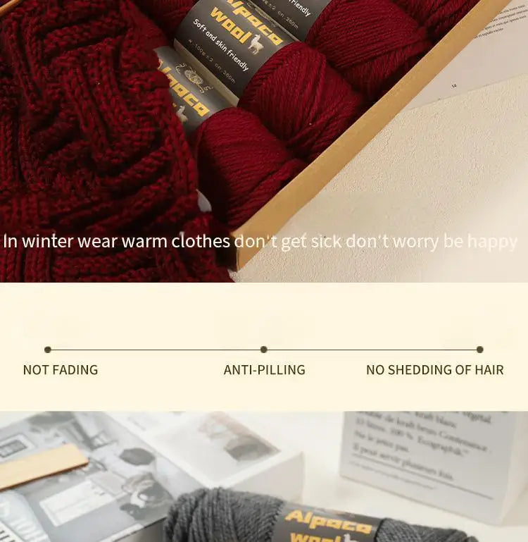 500g Alpaca Wool 245 Chunky Knitting Yarn Multi-Color Autumn and Winter Fashionable Gift for Men and Women DIY Knitting Material Kit for Warm Sweaters, Coats, Scarves, Hats, Gloves, Leg Warmers, Knee Pads Yarn Balls 5Pcs/Pack