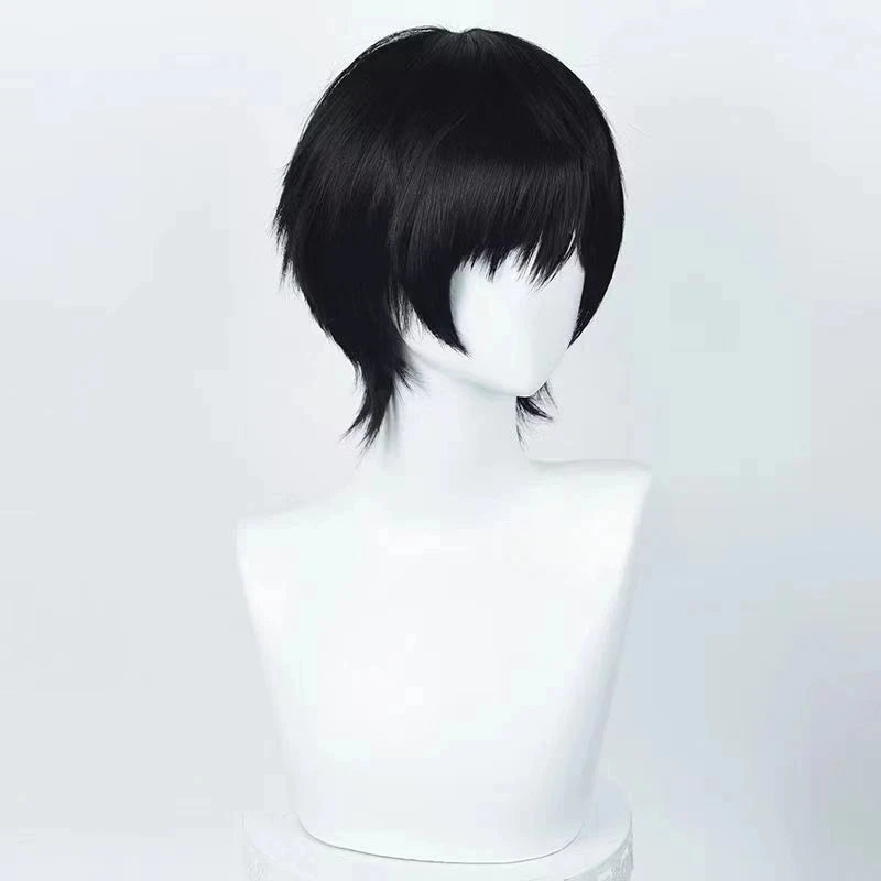 Anime Yoshida Hirofumi Cosplay Wig 35cm Short Black Heat Resistant Synthetic Hair Man Party Wigs