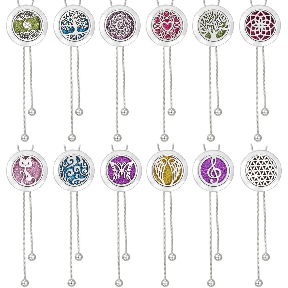 Tree Of Life Aromatherapy Necklace Spiral Open Perfume Locket Essential Oil Diffuser Tassel Pendant Necklace Aroma Jewelry Gift