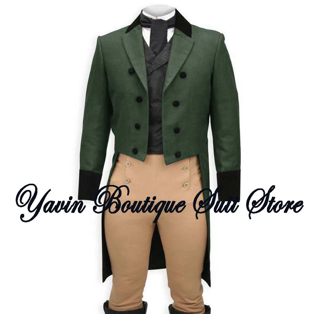 Men's 3 Piece Suit Swallow Tailed Coat Slim Fit One Breasted Tailcoat for Wedding Prom Dinner Party Blazer Pants Set