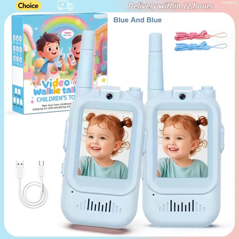 2PCS Kids Video Walkie Talkies USB Charging Indoor and Outdoor High Definition Intercom Children's Toys Birthday Gifts Ages 3-12