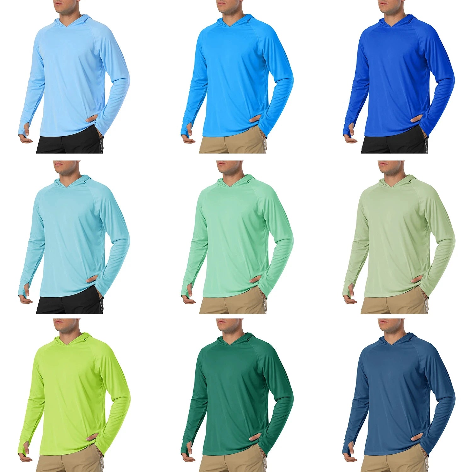TACVASEN Sun Protection T-Shirts Mens Long Sleeve Hoodie Casual UV-Proof T-Shirts Breathable Lightweight Quick Dry T shirts Male
