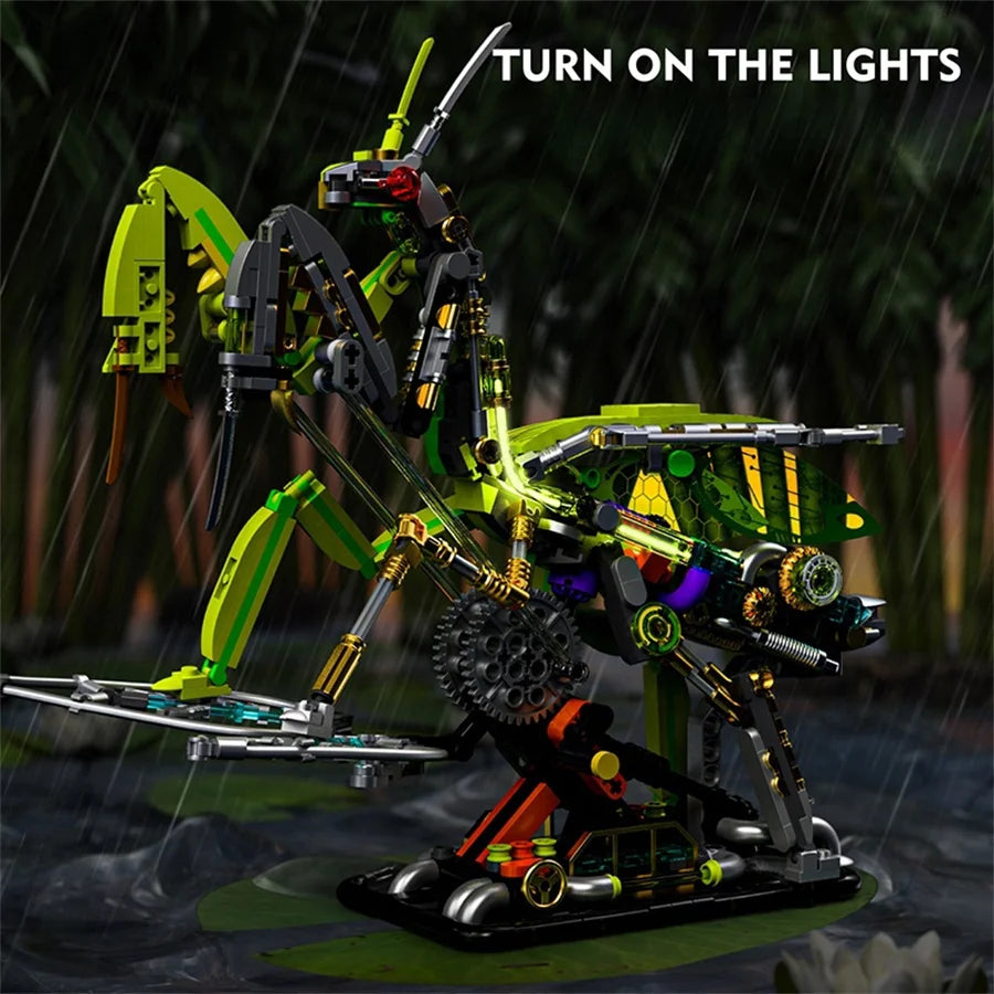 MOC Creative Mechanical Mantis Building Blocks Set  Insect Power Moto Model Kit DIY Assembly Bricks Toys Kids Birthday Gift
