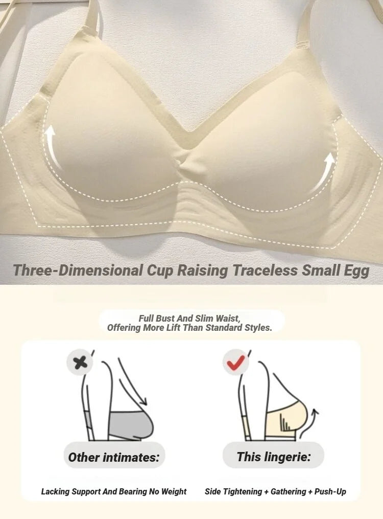 Small Breast Seamless Bra Women'S Push-Up Comfortable Non-Underwire Soft Support Closed Underwear For Women With Breasts No Rims