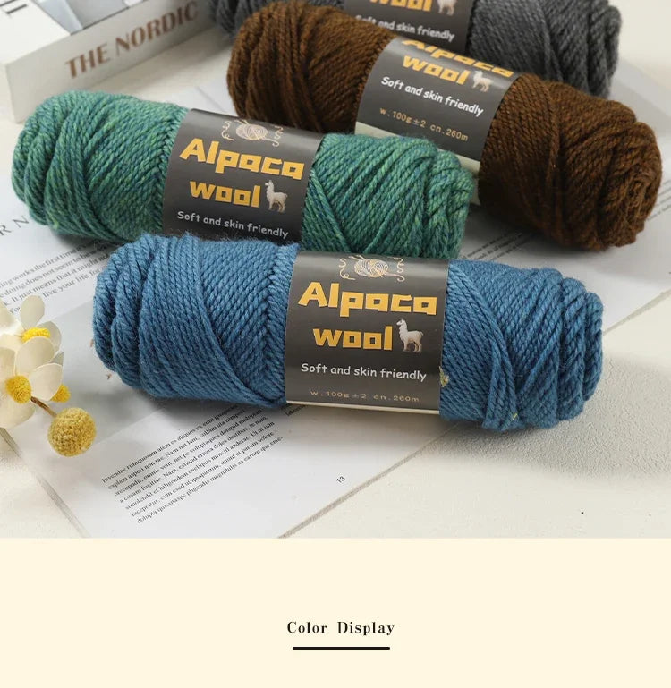 500g Alpaca Wool 245 Chunky Knitting Yarn Multi-Color Autumn and Winter Fashionable Gift for Men and Women DIY Knitting Material Kit for Warm Sweaters, Coats, Scarves, Hats, Gloves, Leg Warmers, Knee Pads Yarn Balls 5Pcs/Pack