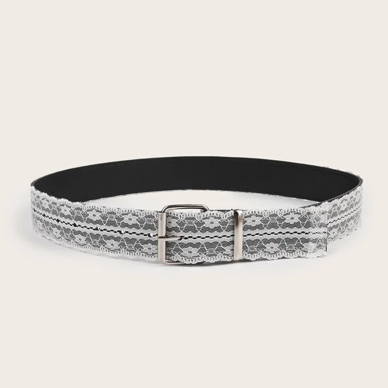 Korean Y2k Lace Waistband Female Floral Elegant Waist Belt For Women 3.8cm Wide Dress Jeans Belt Spicy Girls
