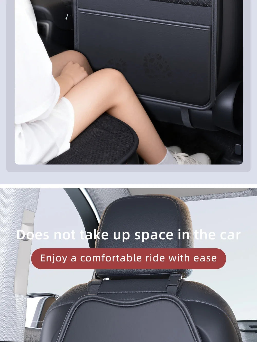 PU Leather Car Seat Kick Proof Pad with Pockets Multi-functional Tablet Holder Auto Seat Back Protection Cover for Kids
