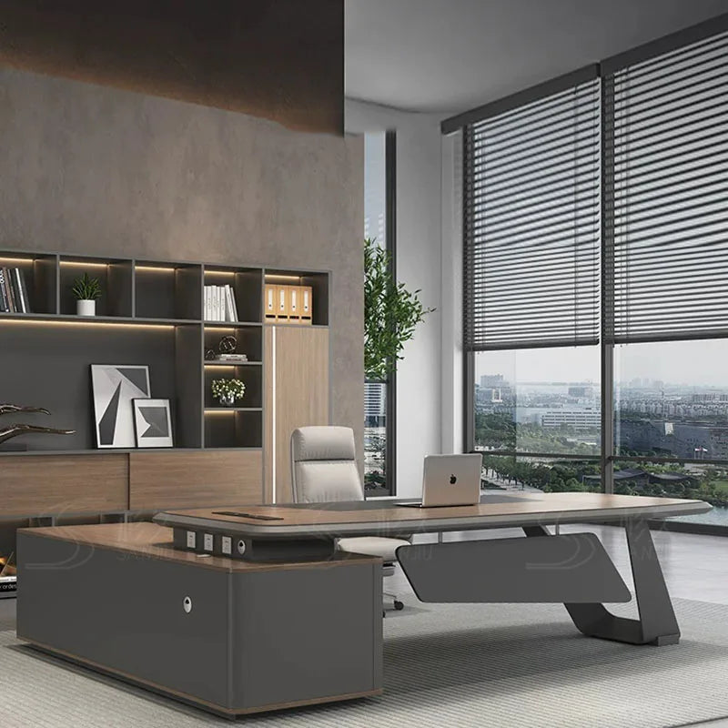 European Modern Office Desk Wooden Computer Gaming Decoration Drawer Office Desk Luxury Storage Meuble Bureau Home Furniture