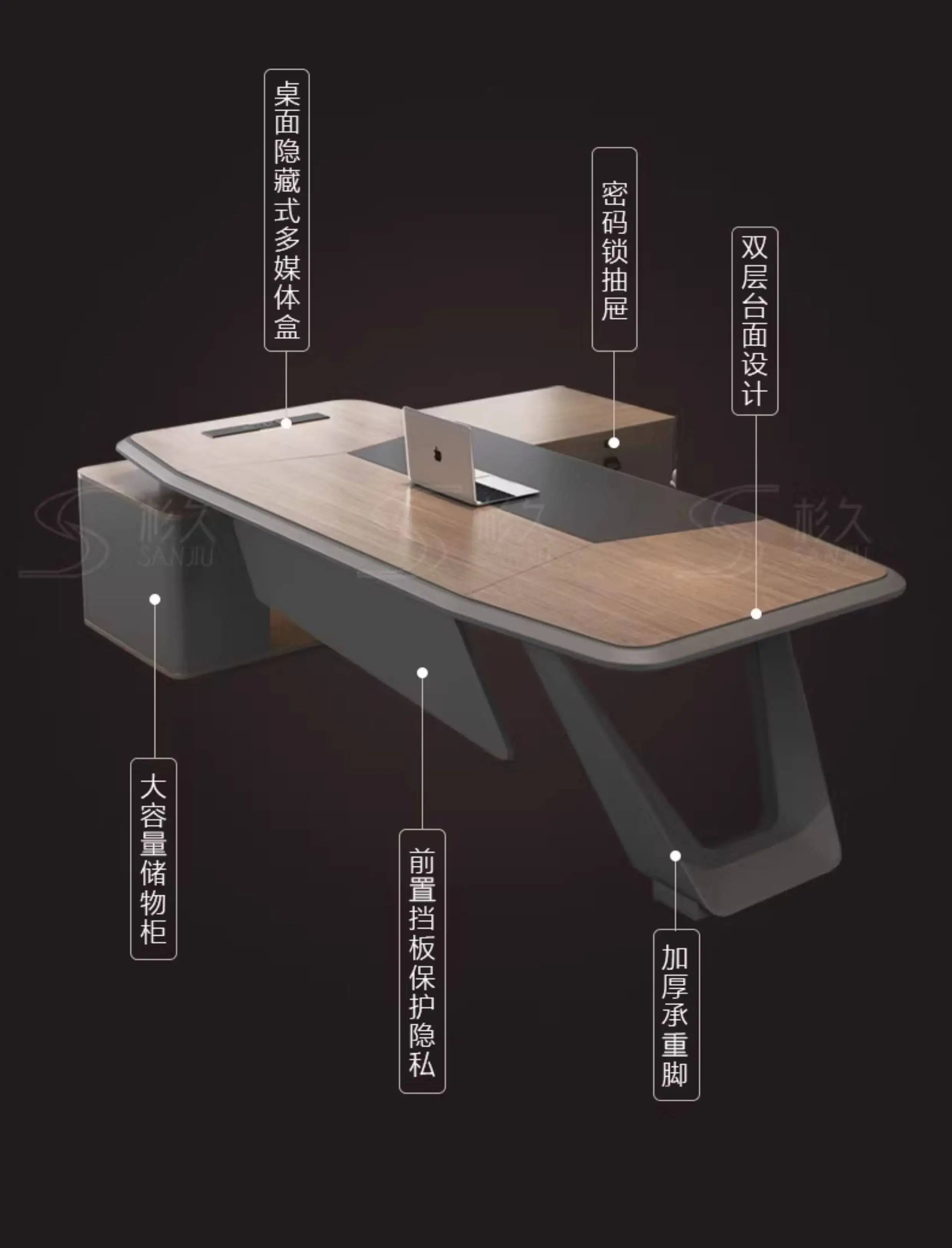 European Modern Office Desk Wooden Computer Gaming Decoration Drawer Office Desk Luxury Storage Meuble Bureau Home Furniture