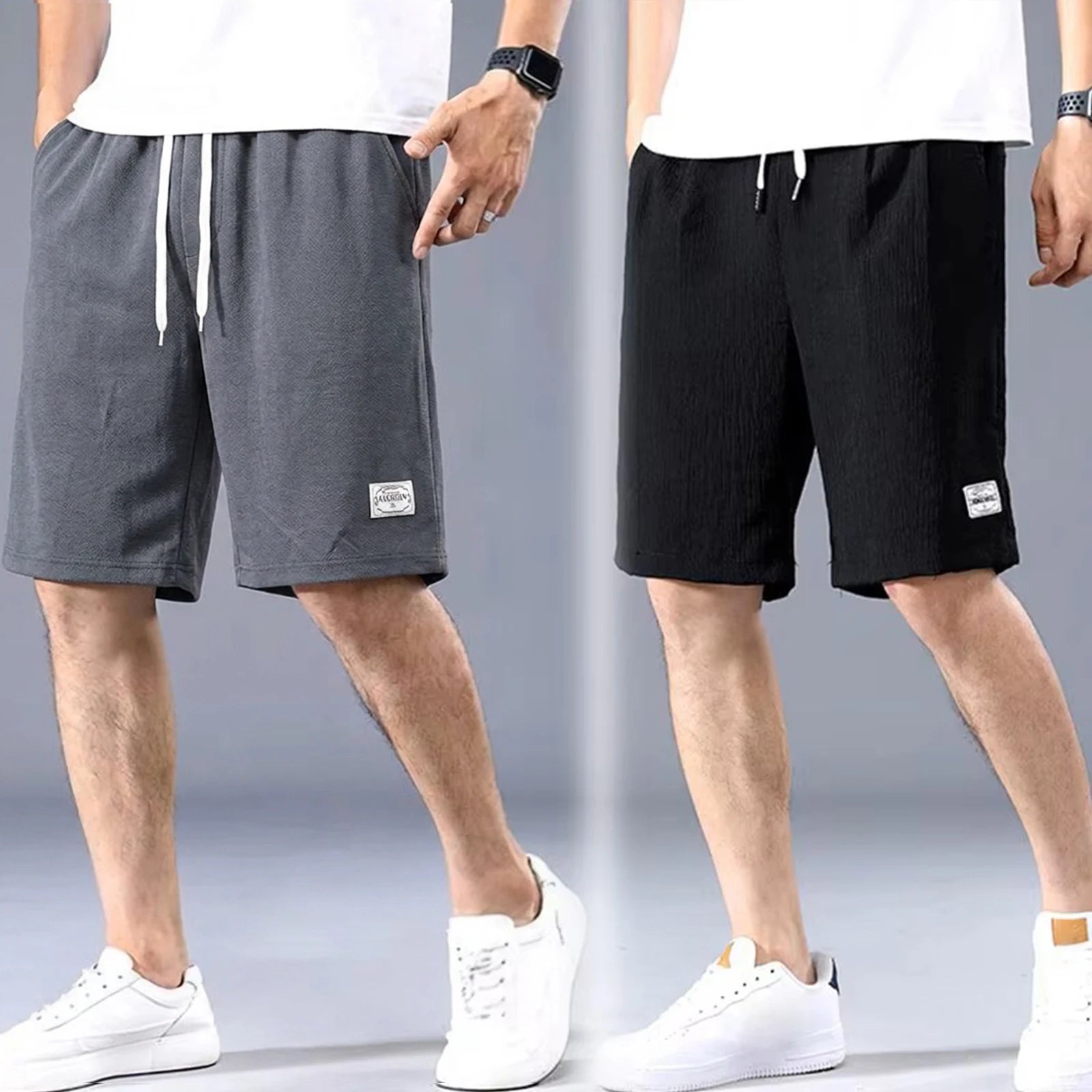 Lce Silk Shorts Men's Thin Sports Cropped Pants Loose Straight Leg Cool Breathable New Fashion Trend Casual XL-XXXL