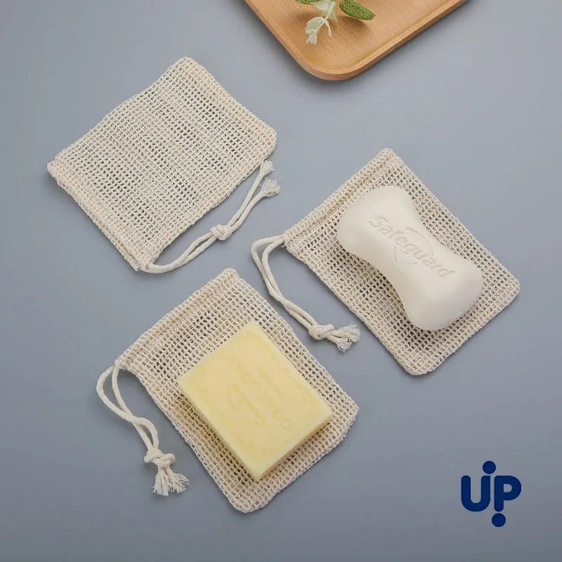 Eco-Friendly Handmade Natural Cotton Soap Saver Bag Mesh Soap Pouch for Body Cleansing And Skincare