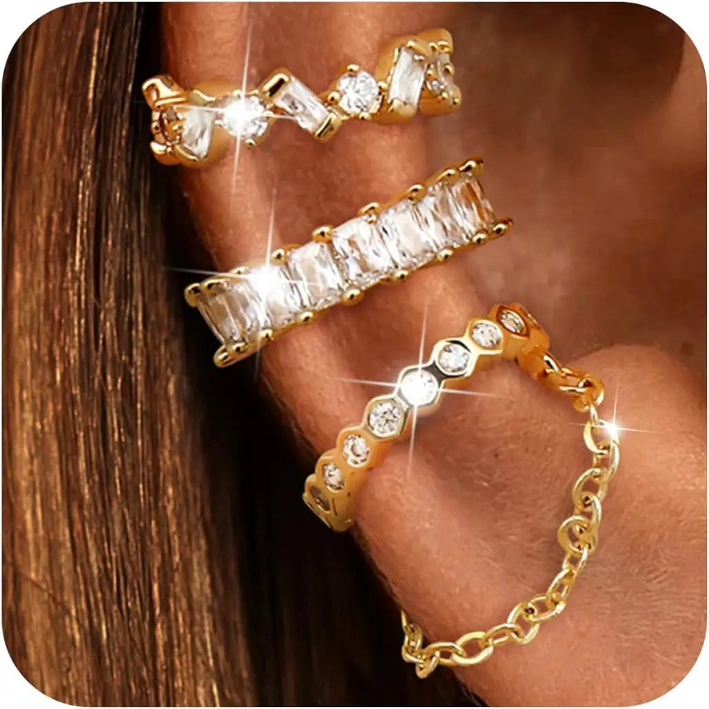 Bobisty 3PCS Ear Cuff Non-Piercing Earrings for Women Cute Clip-On Cartilage Earring 14K Gold Plated Dainty Fake Piercing Earing
