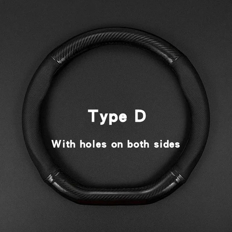 Carbon fiber car steering wheel cover, breathable and sporty, all season universal anti slip and wear-resistant handle cover