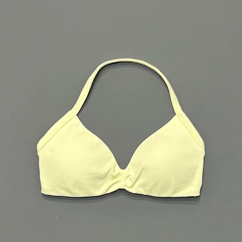 Sports Strappy Bra Yoga Underwear Women Gym Top Running Exercise Backless Bra High Support Active Wear Fitness Workout Halter