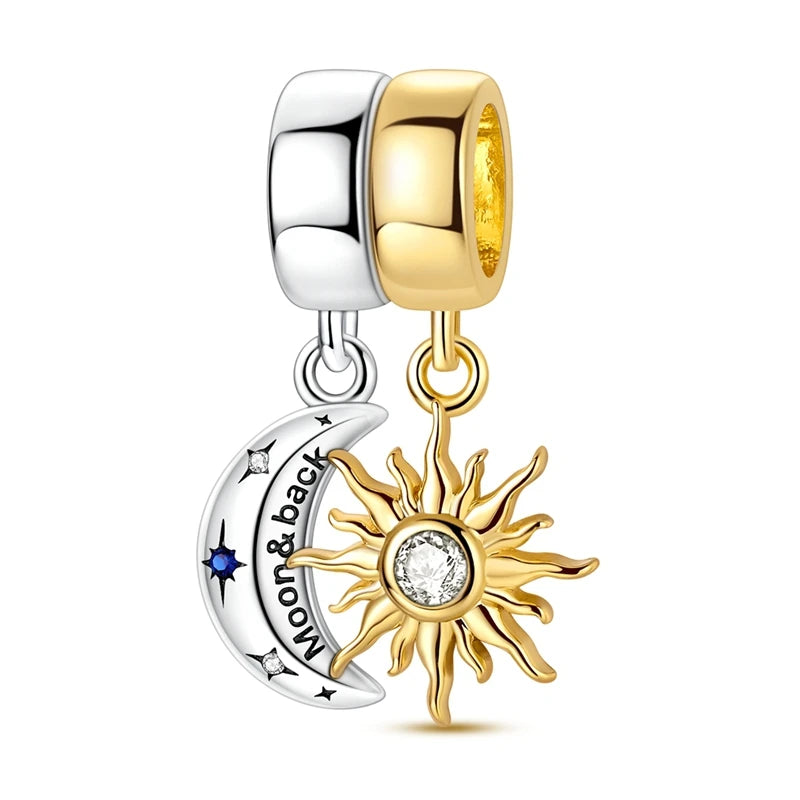 Hot Sales 925 Sterling Silver Golden Series Charms Beads Cross Devil's Eye Bow Charms Pendant Fit Original Bracelet DIY Jewelry