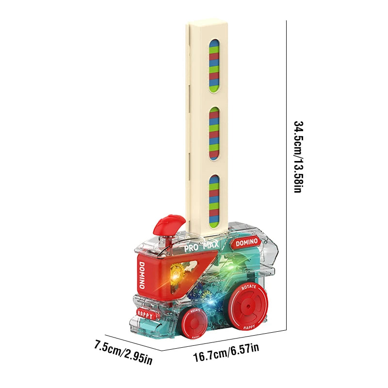 Automatic Domino Train with 60 Dominos Montessori Early Educational STEM Toys Train DIY Building Blocks Christmas Birthday Gift