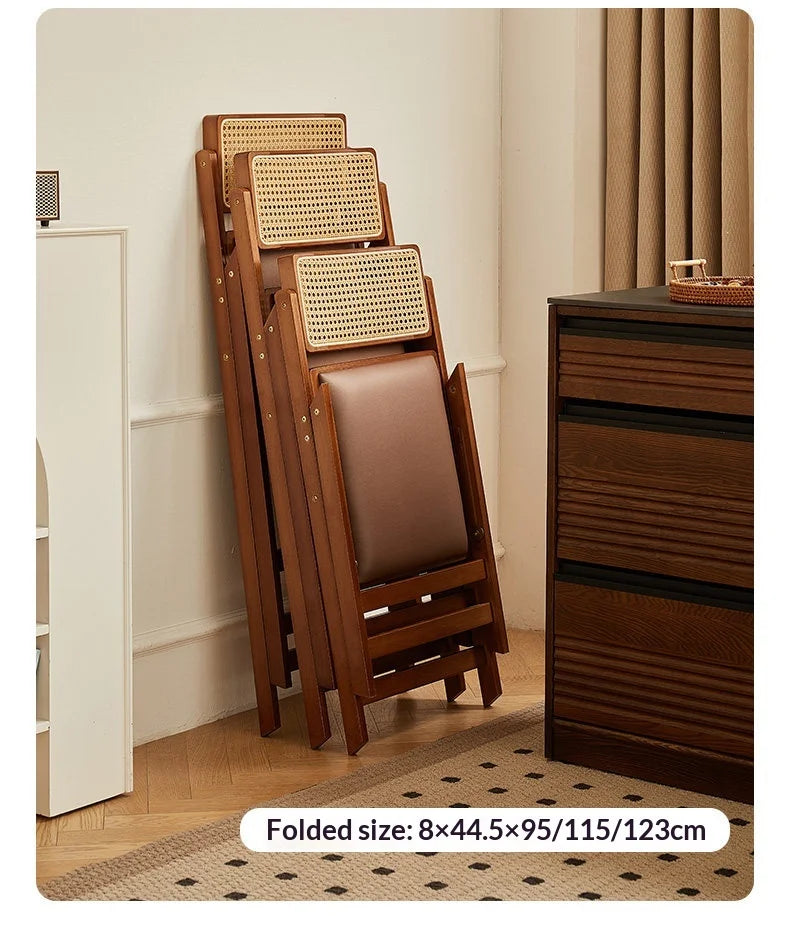 Foldable Wooden Bar Stool High Counter Stool Rattan Back Modern Minimalist Kitchen Island Breakfast Bar Dining Room Furniture