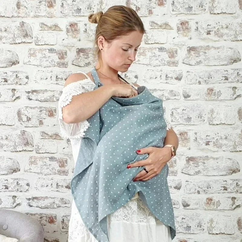 Nursing Cover Breastfeeding Privacy Baby Feeding Shawl, Breathable Cotton Muslin Adjustable Nursing Wrap for Moms