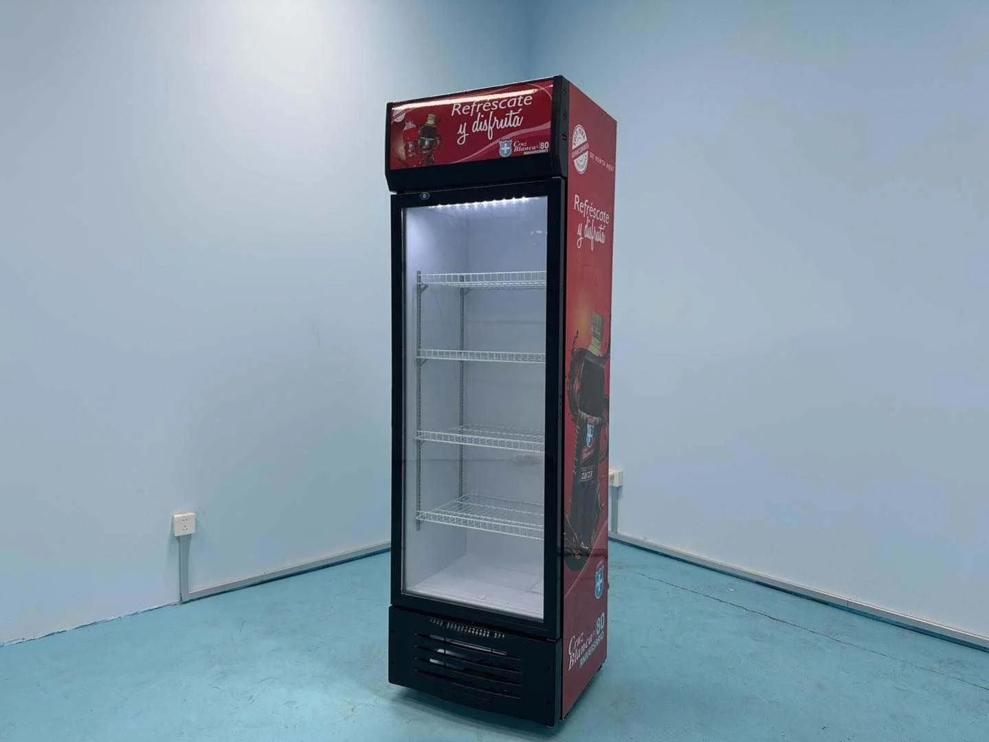 Commercial Single-Temperature Display Refrigerator, Glass Door Beverage Cooler for Drinks & Beverages with Adjustable Shelves
