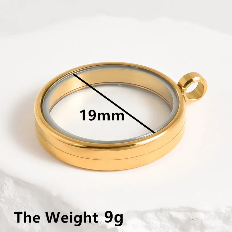 1Pc Stainless Steel Round Reliquary Photo Coin Holder Locket Pendant Openable Glass Cremation Urn Relicario Colgantes Jewelry