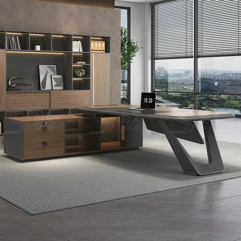 European Modern Office Desk Wooden Computer Gaming Decoration Drawer Office Desk Luxury Storage Meuble Bureau Home Furniture