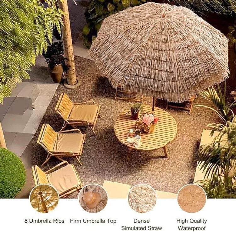 Outdoor Beach Umbrella Large Foldable Garden Pool Patio Beach Umbrella Simulated Thatched Sunshade Umbrellas Backyard Holidays