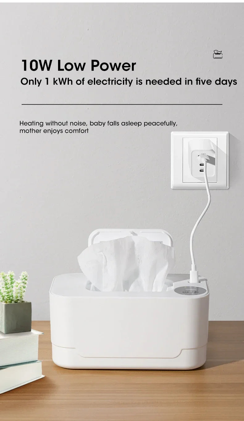 Baby Wet Wipe Heater Warmer with LED Display Wet Towel Dispenser Portable USB Baby Wipe Warmer Napkin Heating Box Home/Car
